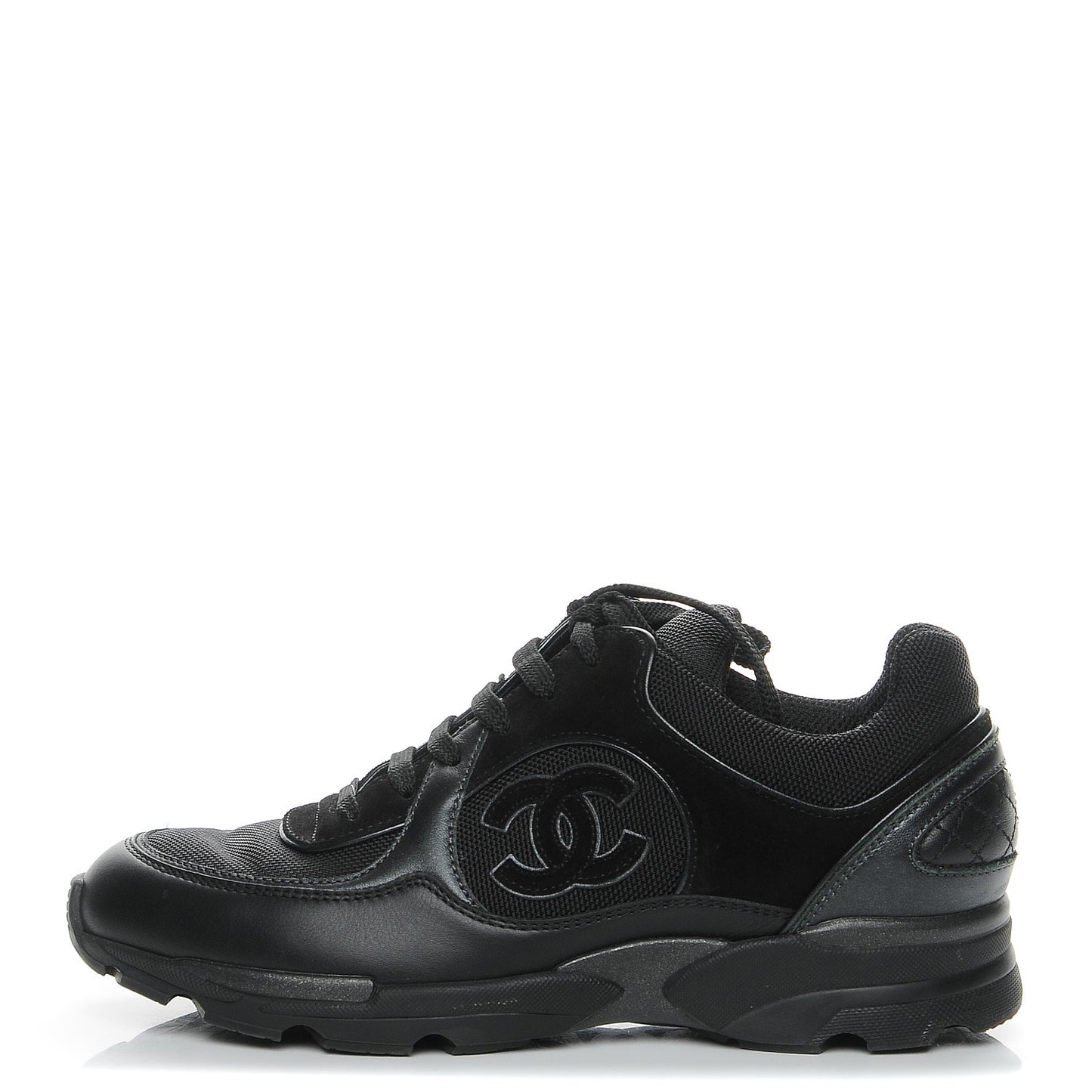 Suede Calfskin CC Sneakers 37 Black