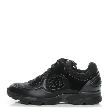 Chanel Suede Calfskin CC Sneakers 37 Black 1 of 8