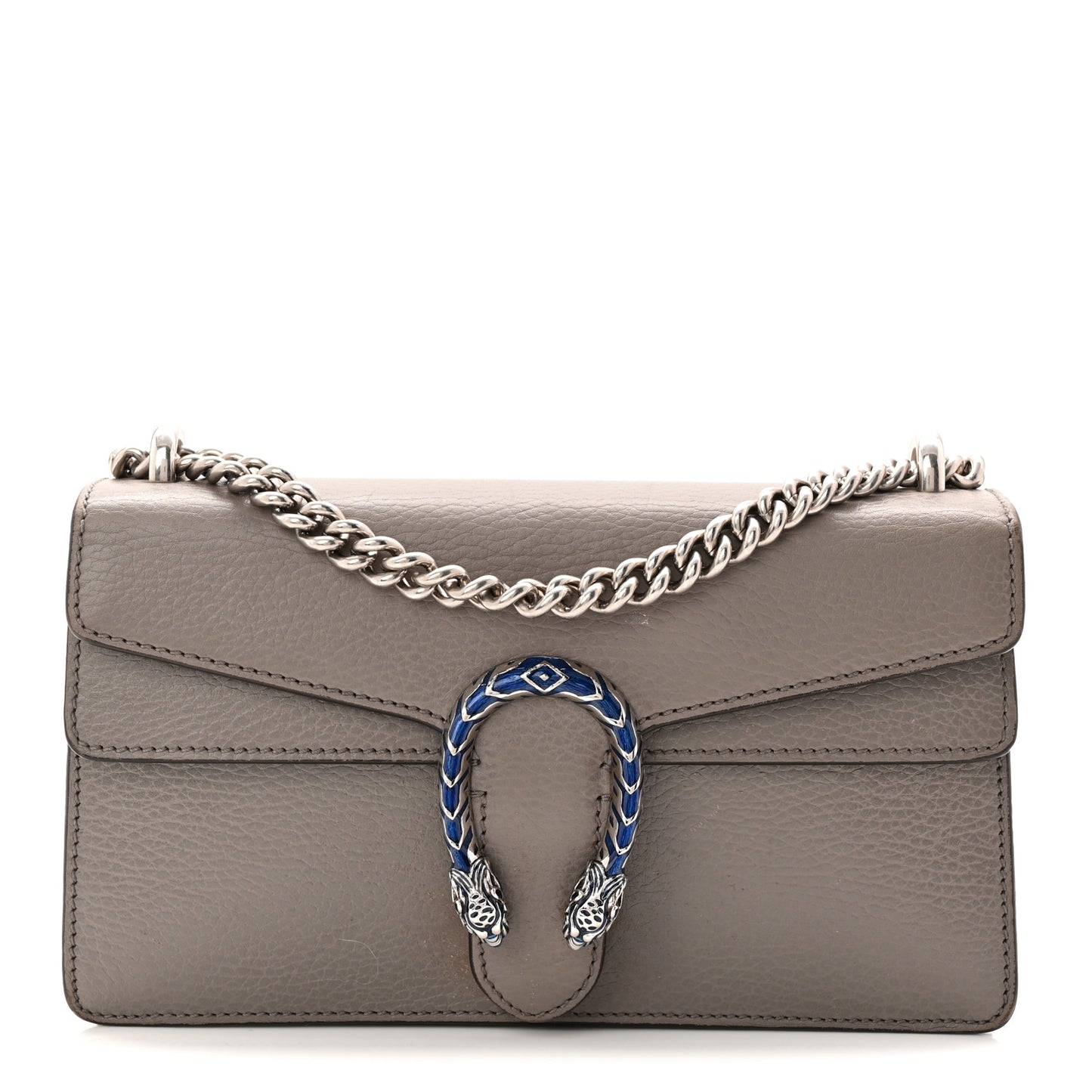 Dollar Calfskin Enamel Small Dionysus Shoulder Bag Dusty Grey Electric Blue