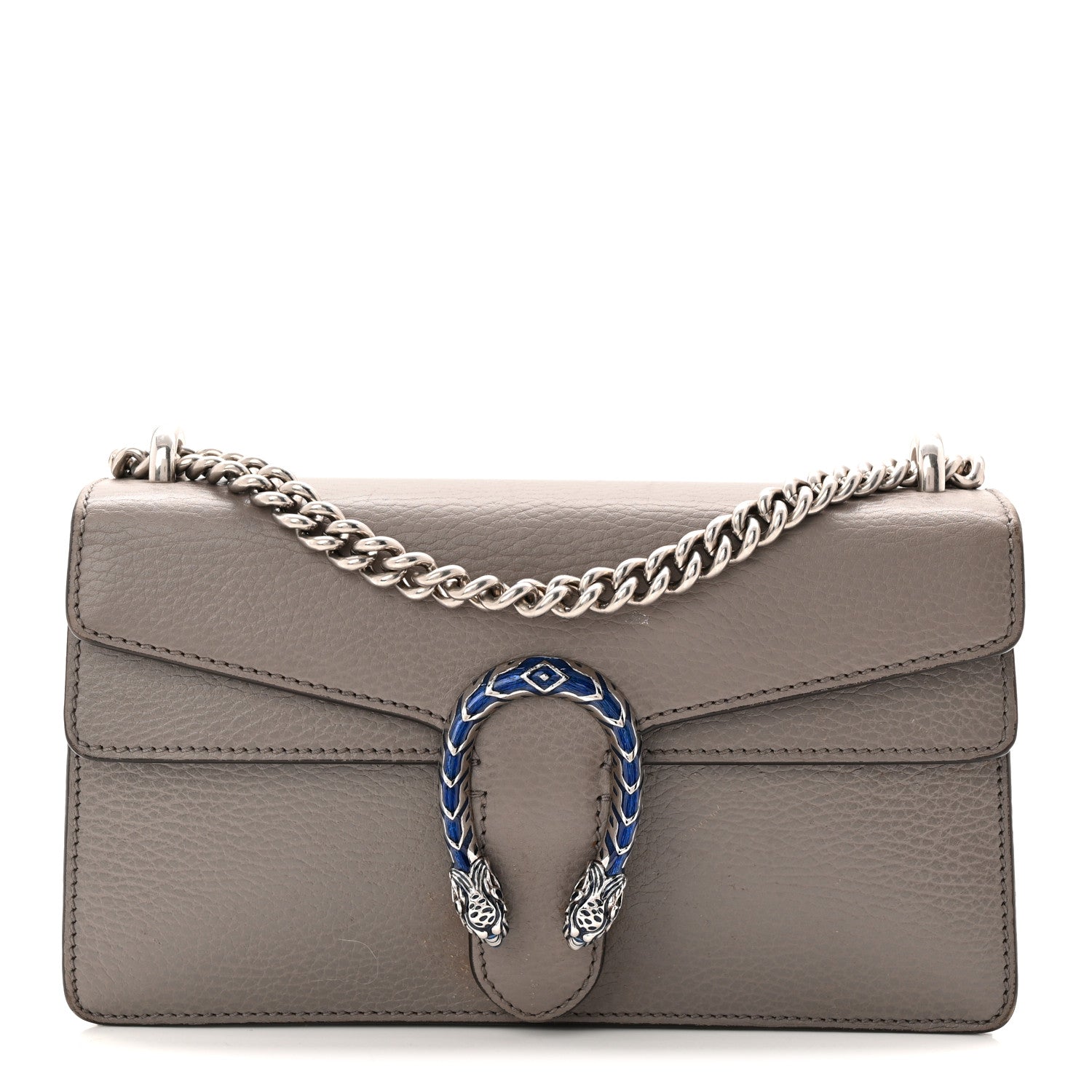 Gucci Dollar Calfskin Enamel Small Dionysus Shoulder Bag Dusty Grey Electric Blue 1 of 11