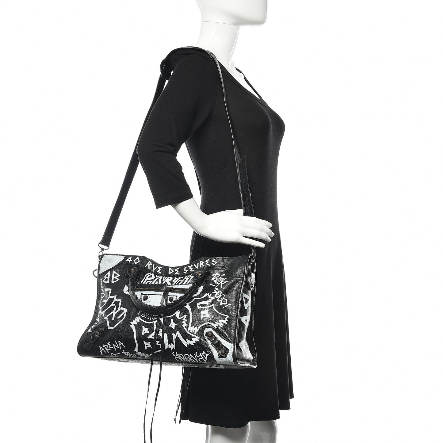 Agneau Arena Graffiti All Over Classic Hardware City Black White