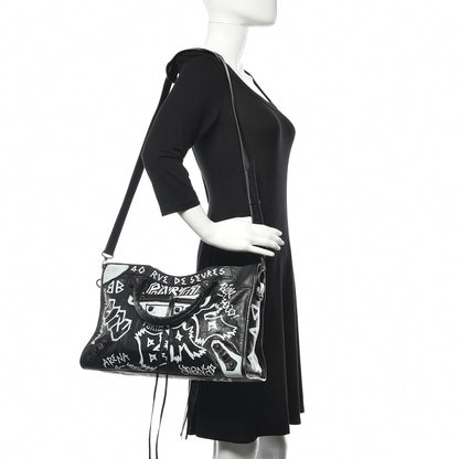Balenciaga Agneau Arena Graffiti All Over Classic Hardware City Black White 2 of 10