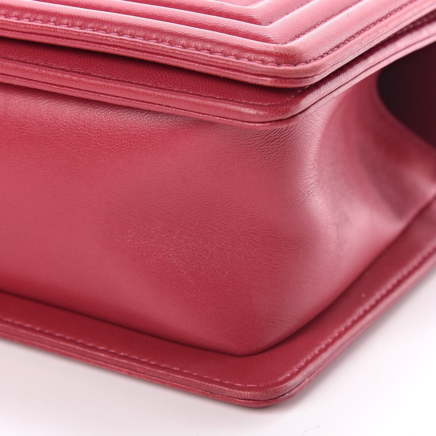 Calfskin Chevron Quilted Medium Boy Flap Dark Pink