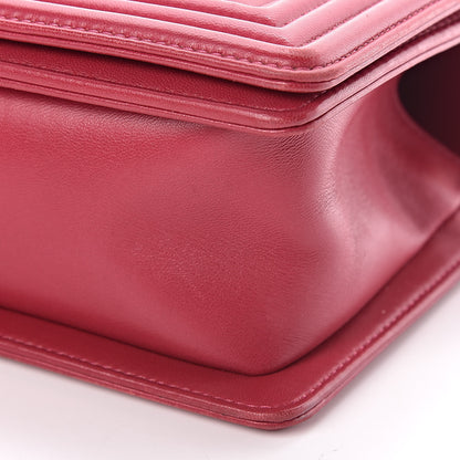 Chanel Calfskin Chevron Quilted Medium Boy Flap Dark Pink 9 of 10