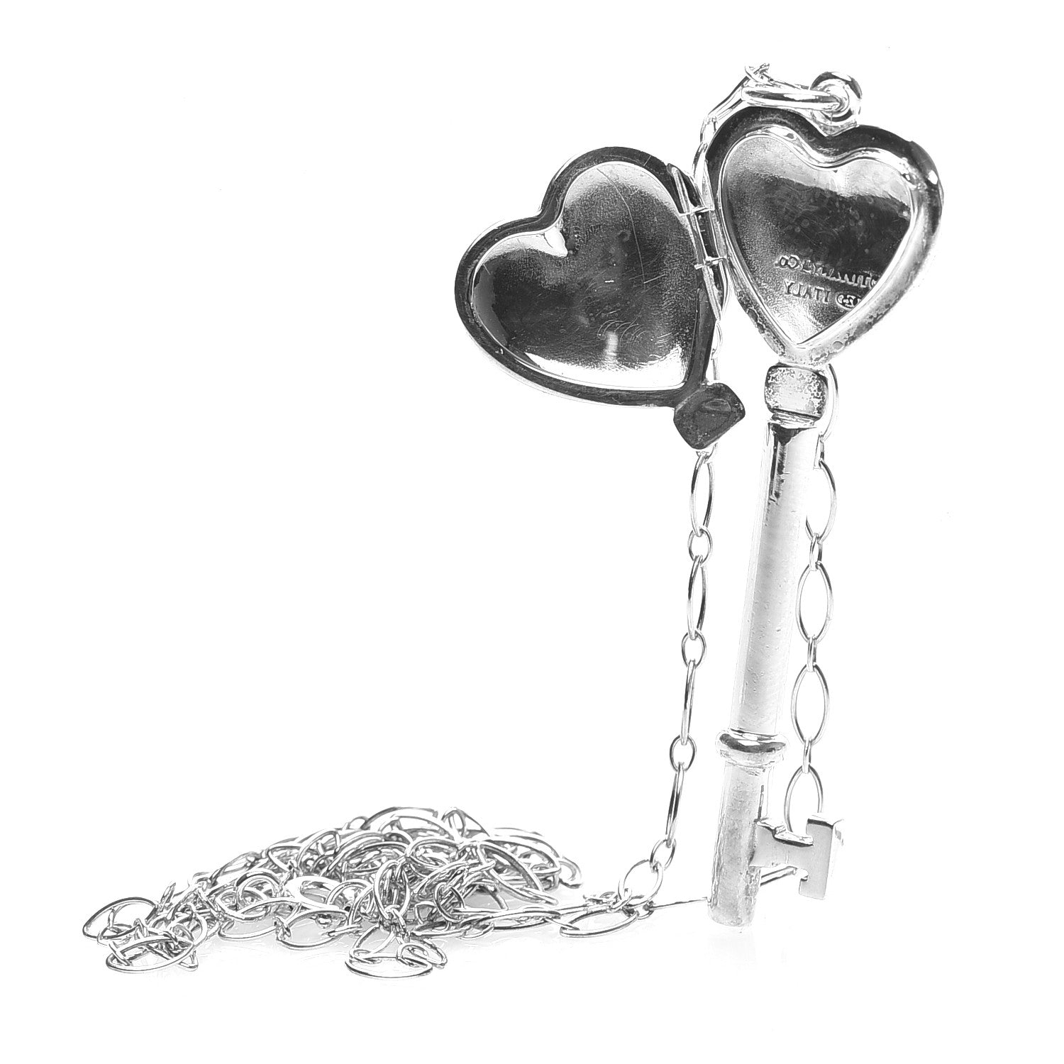 Tiffany Sterling Silver Heart Key Locket Pendant Necklace 6 of 6