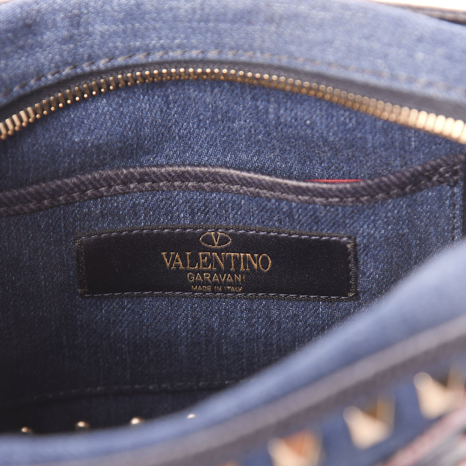 Valentino Garavani Denim Butterfly Embroidered Rockstud Camera Crossbody Bag Light Denim Multicolor 6 of 9