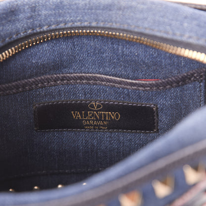 Valentino Garavani Denim Butterfly Embroidered Rockstud Camera Crossbody Bag Light Denim Multicolor 6 of 9