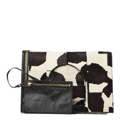 Tom Ford Calf Hair Large Alix Padlock Zip Shoulder Bag Black White 1 of 10