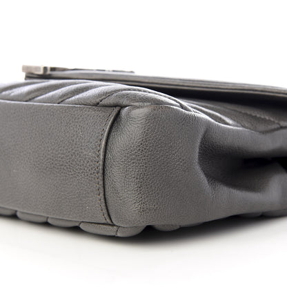 Saint Laurent Sheepskin Matelasse Chevron Monogram Medium College Bag Light Coal 6 of 9