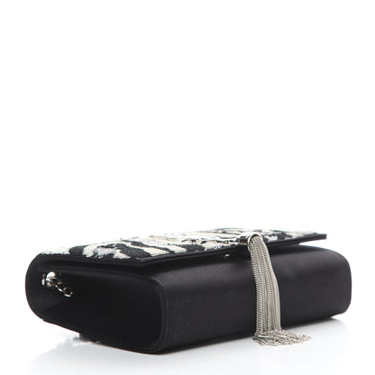 Saint Laurent Satin Sequin Zebra Small Monogram Kate Tassel Satchel Black White 4 of 11