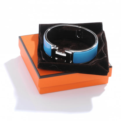 Hermes Enamel Wide Clic Clac H Bracelet GM Bleu Azure 9 of 9