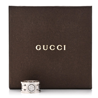Gucci 18K White Gold Diamond 10.5mm Icon Twirl Band Ring 52 6 8 of 8