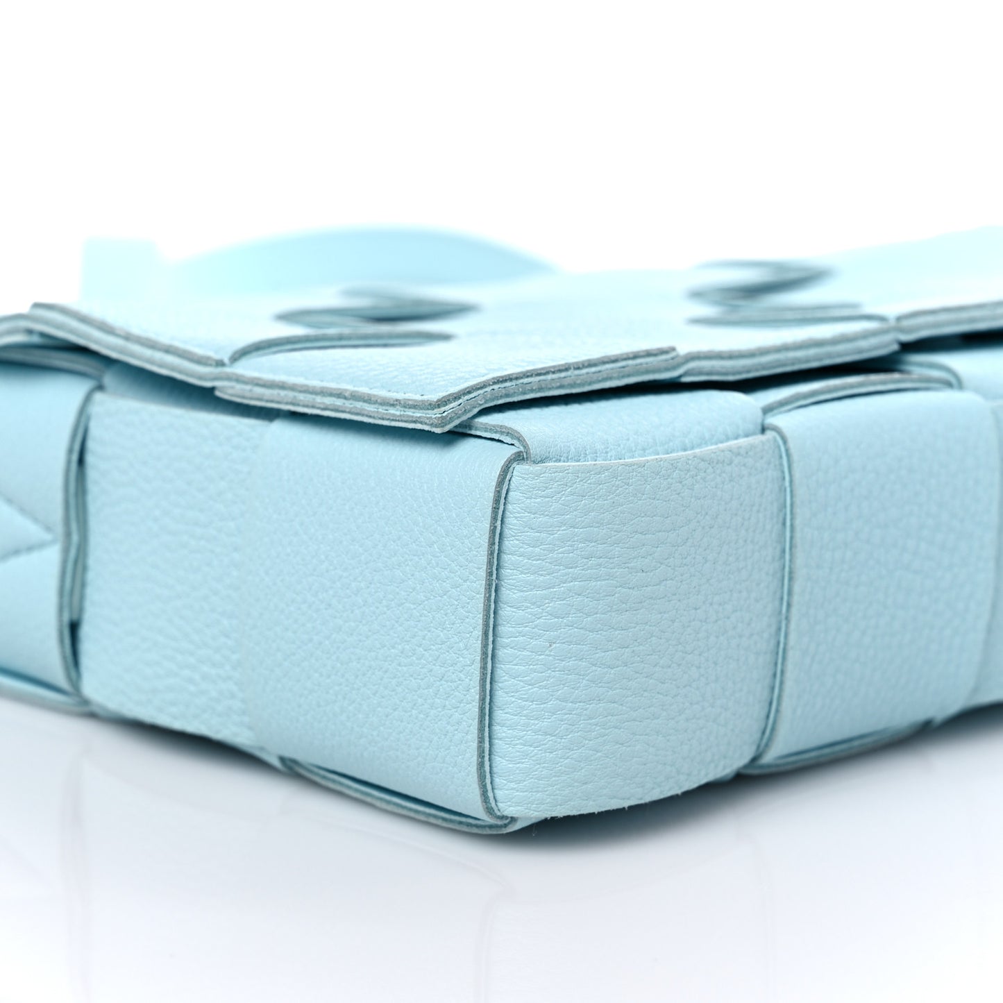 Grained Calfskin Maxi Intrecciato Cassette Crossbody Bag Pale Blue