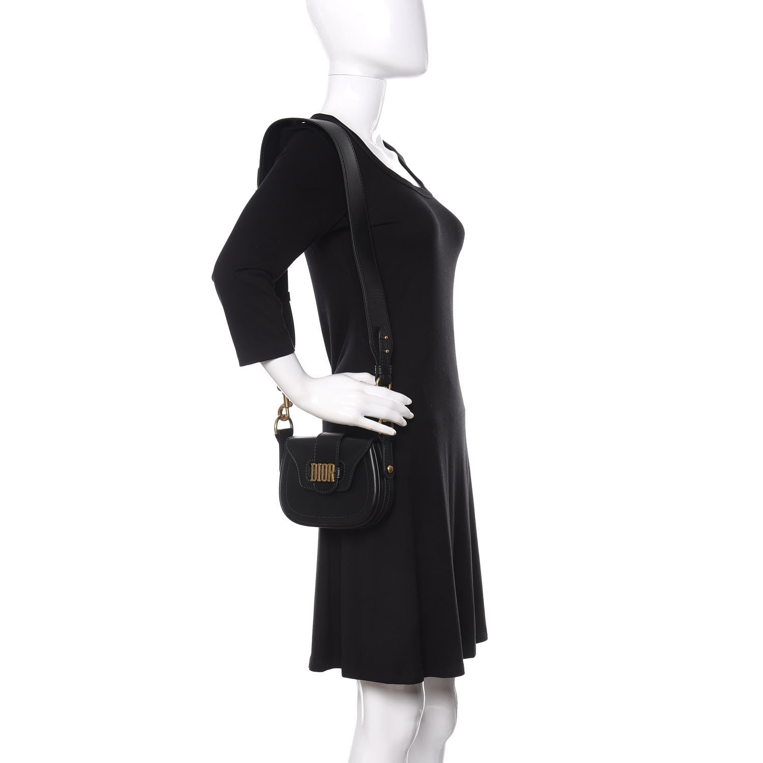 Christian Dior Calfskin Mini D Fence Saddle Bag Black 2 of 10