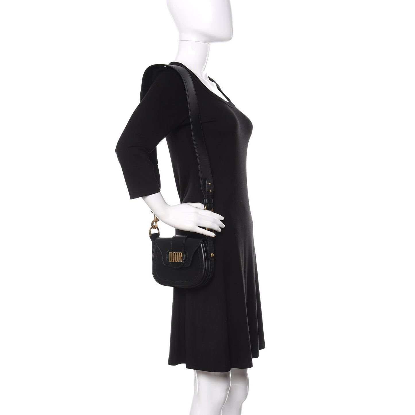 Calfskin Mini D Fence Saddle Bag Black