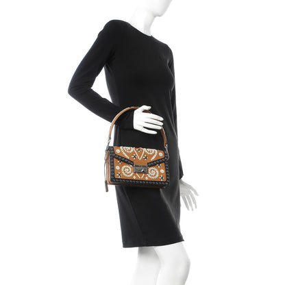 Prada Saffiano Embroidered Pattina Sound Shoulder Bag Caramel 2 of 7