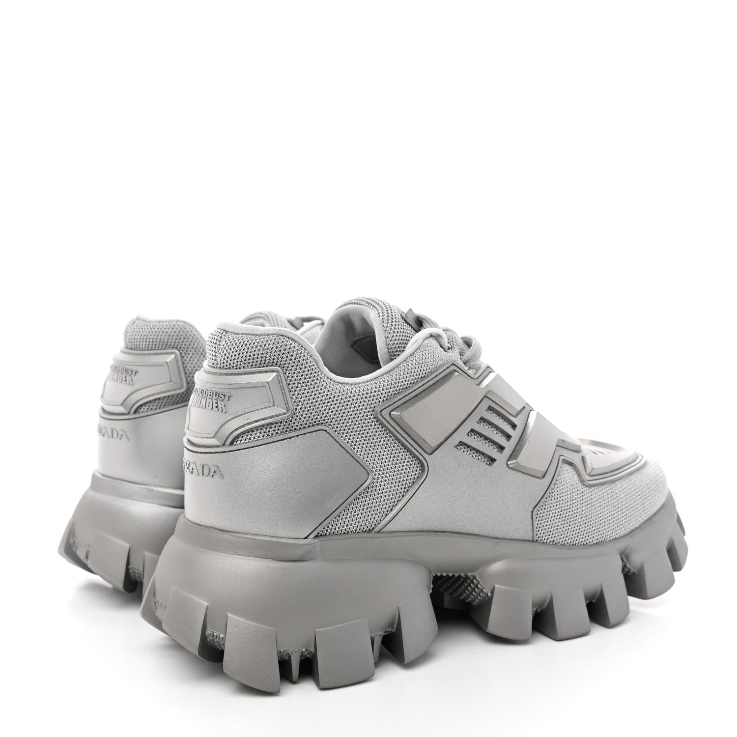Prada Rubber Technical Knit Fabric Cloudbust Thunder Sneakers 40 Argento 4 of 17