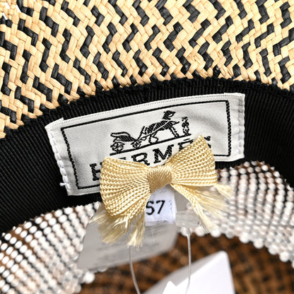 Hermes Chapeau Femme Etna Panama Hat 57 Naturel Black 7 of 11