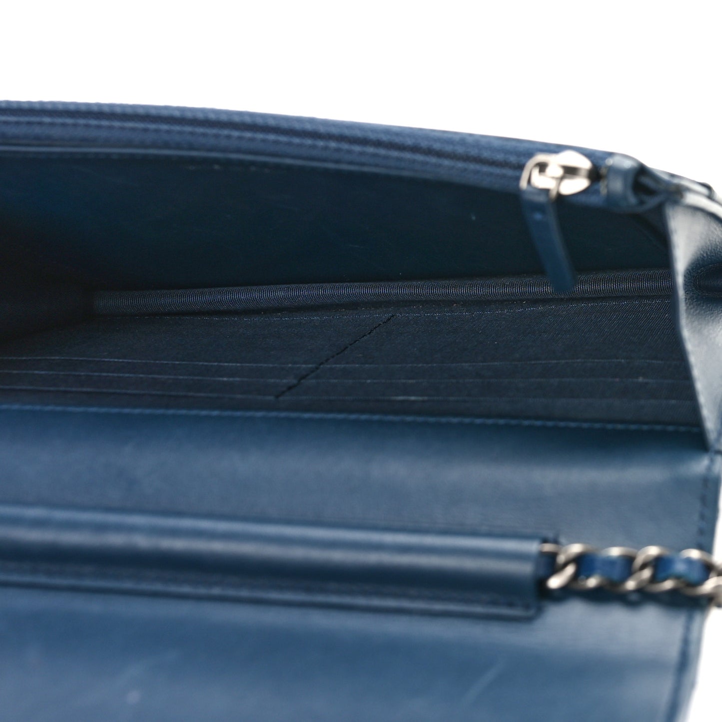 Glazed Calfskin Quilted Coco Boy Wallet On Chain WOC Blue