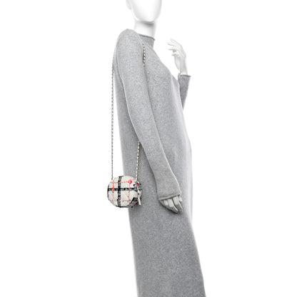 Chanel Tweed Quilted Round Clutch With Chain Black White Multicolor 2 of 10