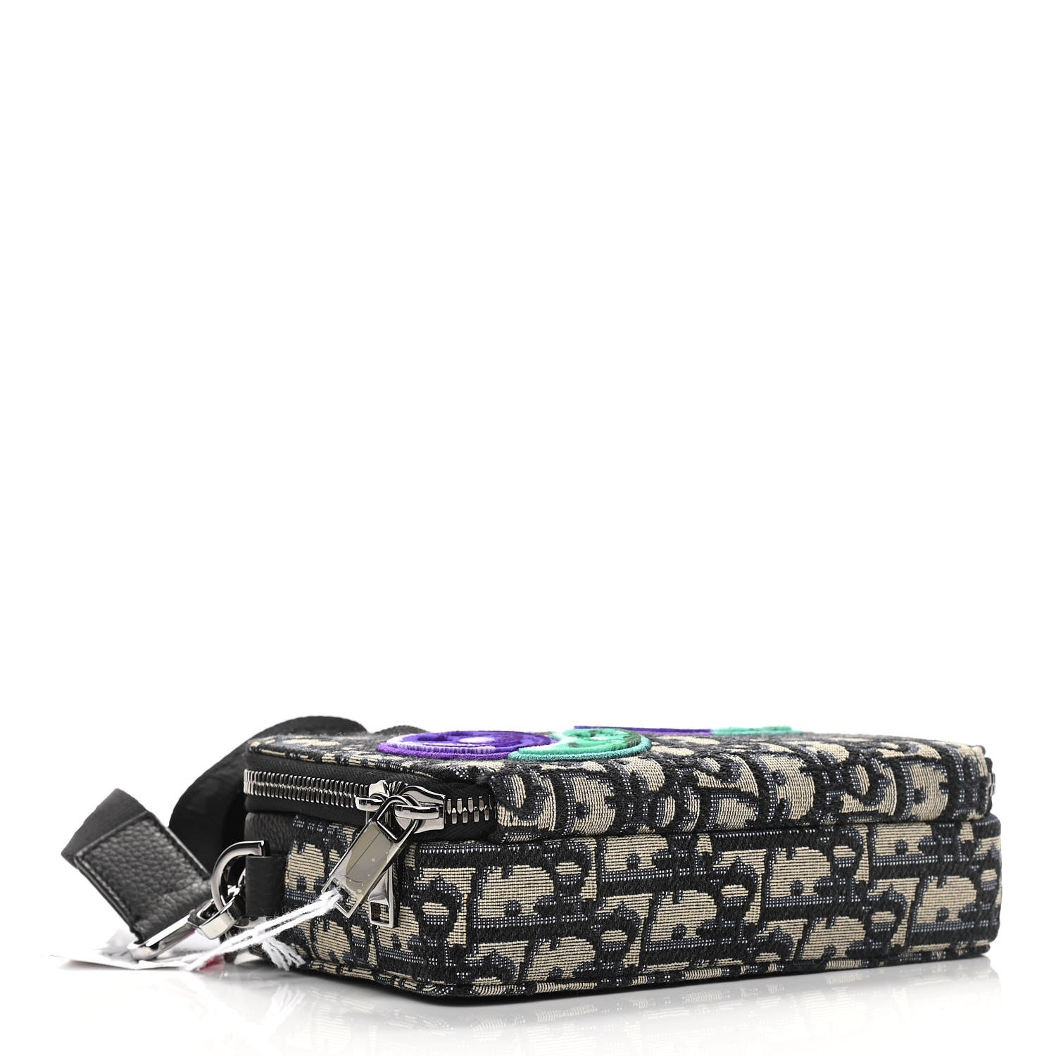 Christian Dior X KENNY SCHARF Oblique Canvas Embroidered Patches Crossbody Charcoal 3 of 11