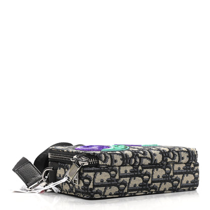 Christian Dior X KENNY SCHARF Oblique Canvas Embroidered Patches Crossbody Charcoal 3 of 11