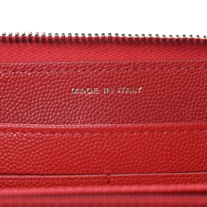 Chanel Caviar Camellia Embossed Zip Around Large Gusset Wallet Red 6 of 8