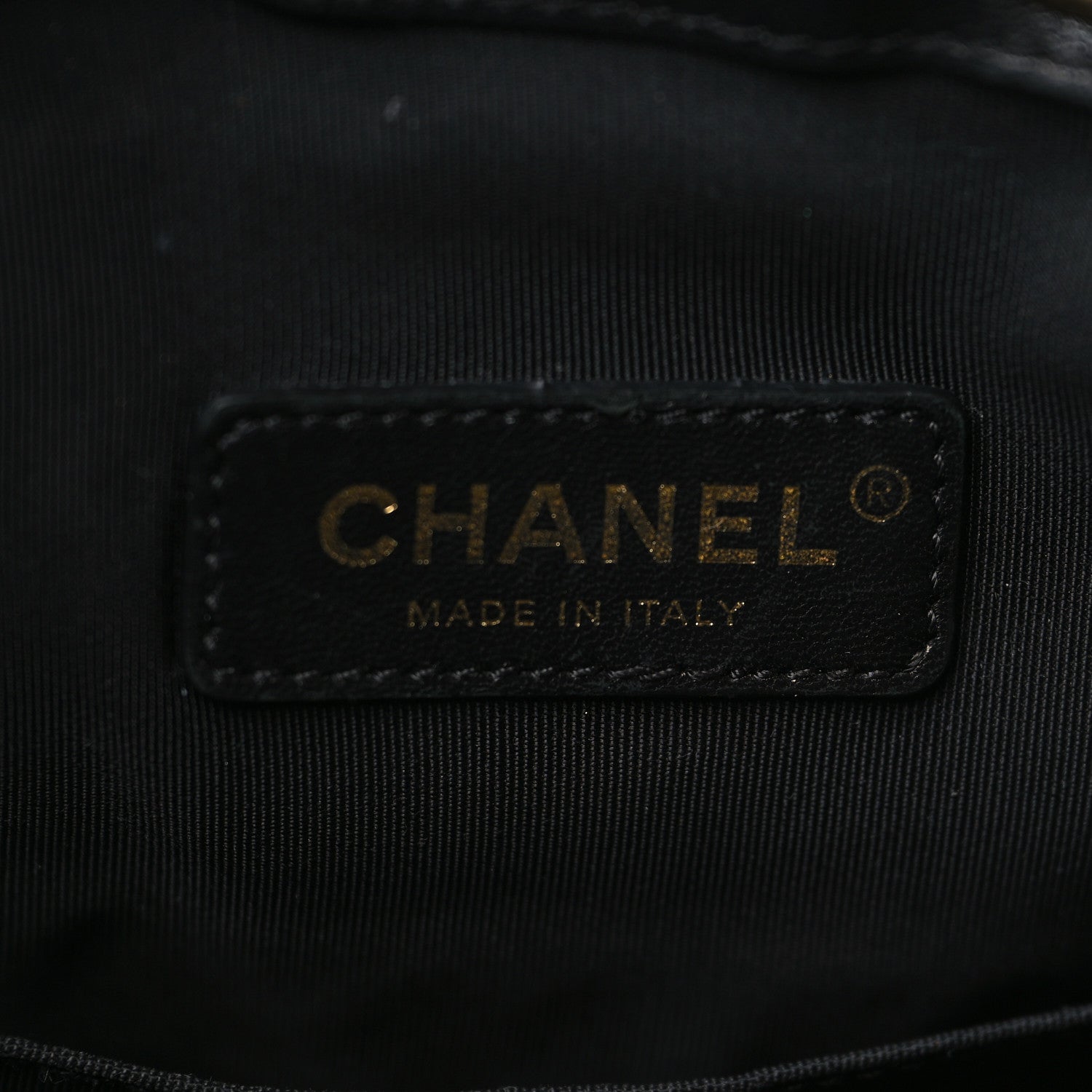 Chanel Sheepskin Chevron Quilted Drawstring Bag Black 6 of 9