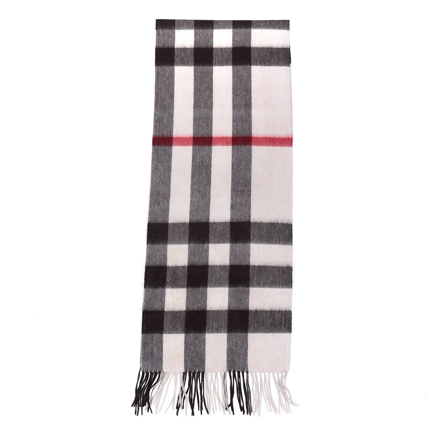 Cashmere Giant Check Fringe Scarf Stone