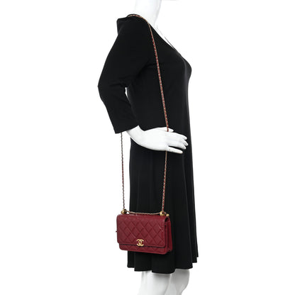 Chanel Calfskin Quilted Perfect FIt Wallet On Chain WOC Burgundy 2 of 11