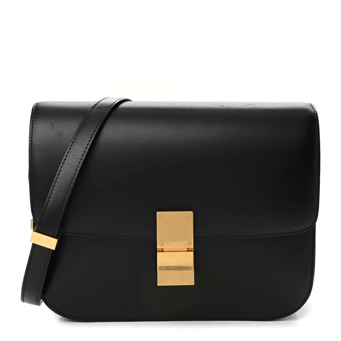 Box Calfskin Medium Classic Box Flap Bag Black