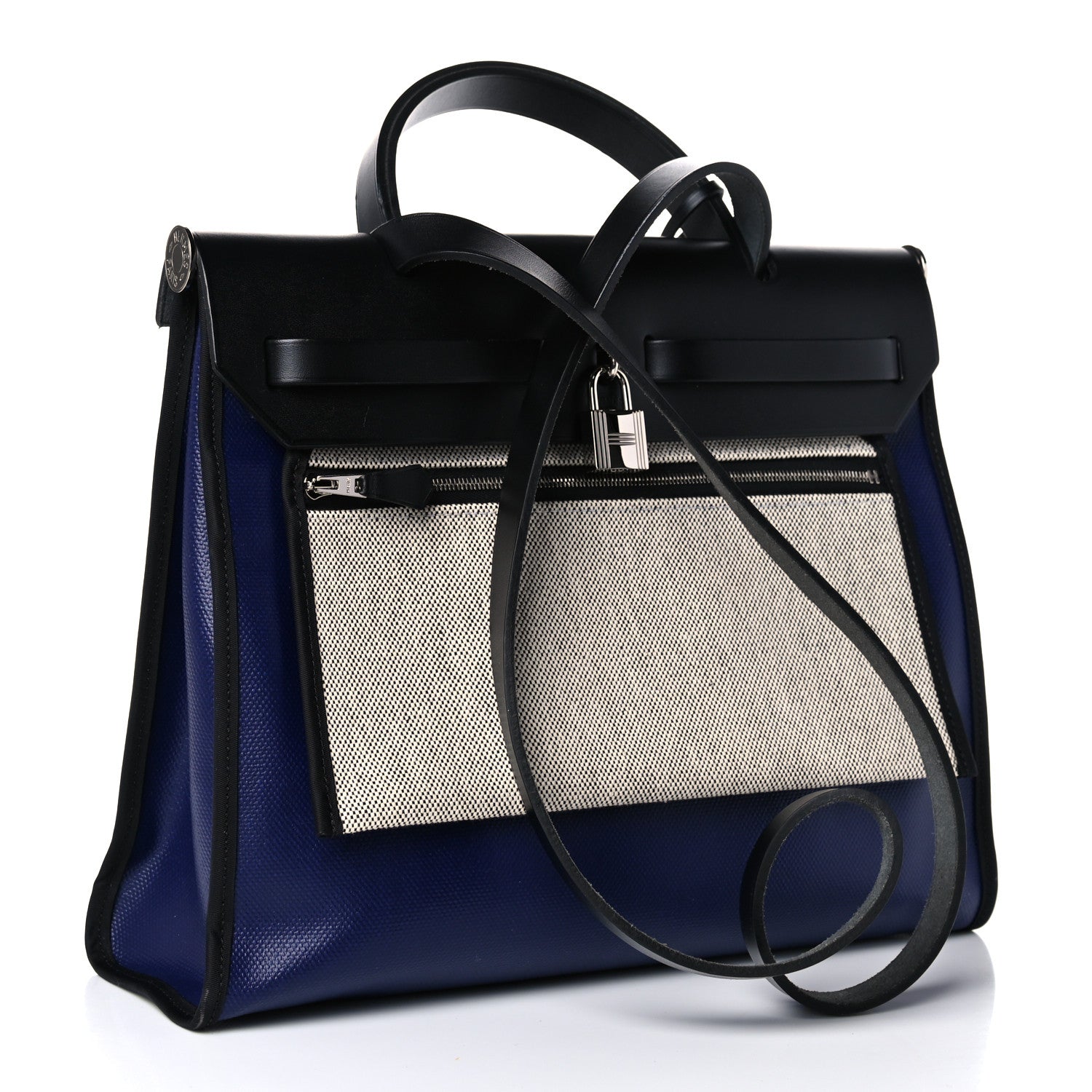 Hermes Toile H Berline Vache Hunter Herbag Zip PM 31 Bleu Encre Black 3 of 11