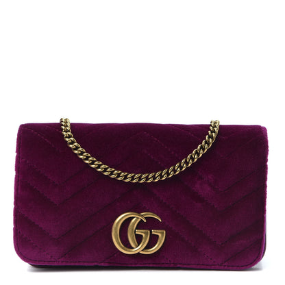 Gucci Velvet Matelasse GG Marmont Mini Bag Fuchsia Violet Cyclamen 1 of 8