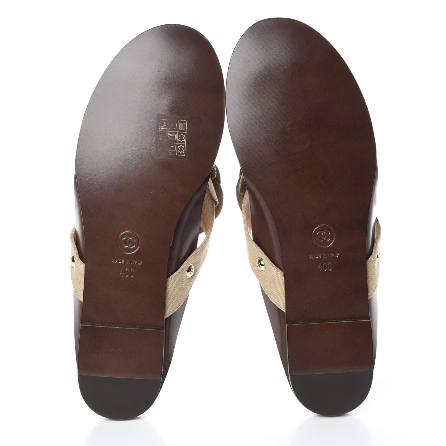 Fabric Camellia Thong Sandals 40 Beige