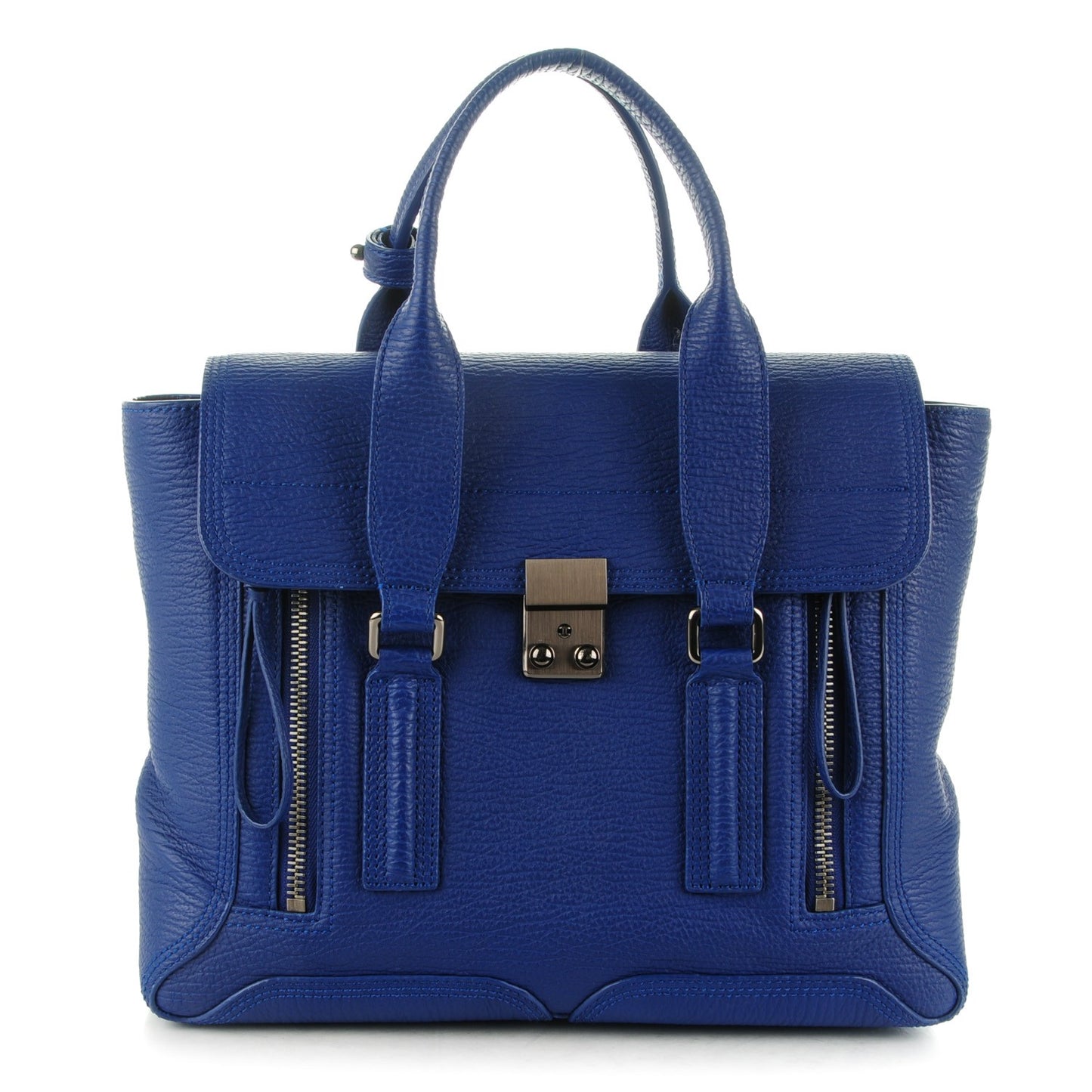 3.1 Textured Calfskin Medium Pashli Satchel Cobalt