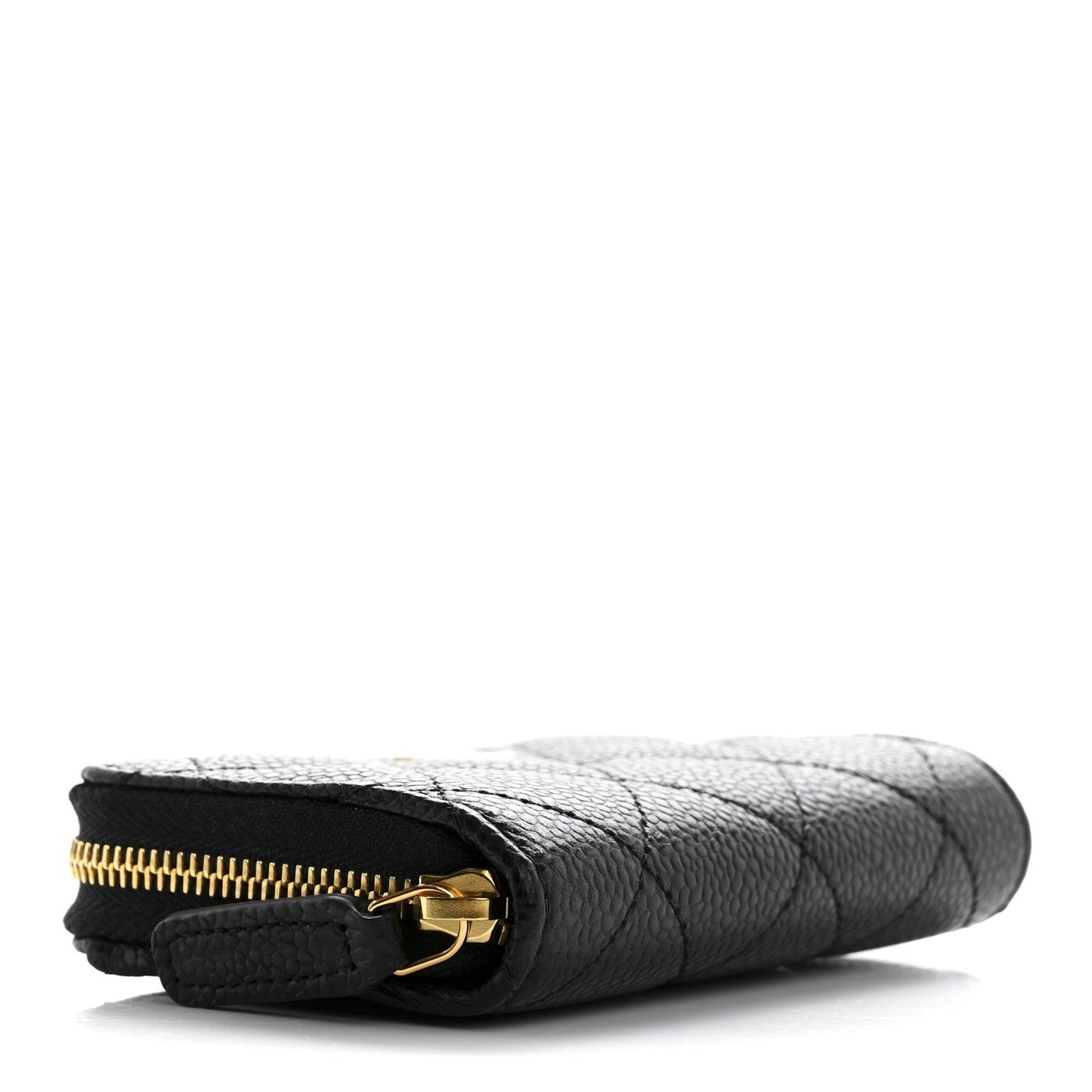 Caviar Quilted Zip Coin Purse Black