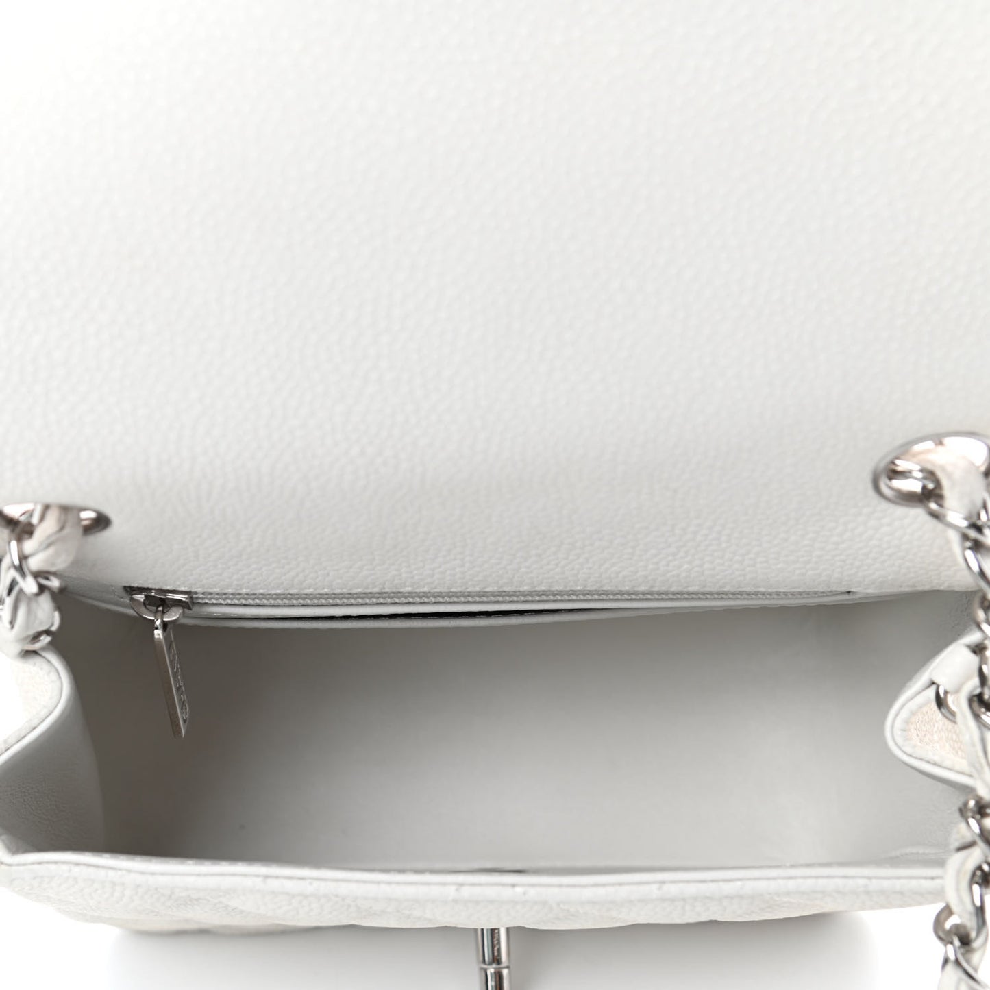 Caviar Quilted Mini Square Flap White
