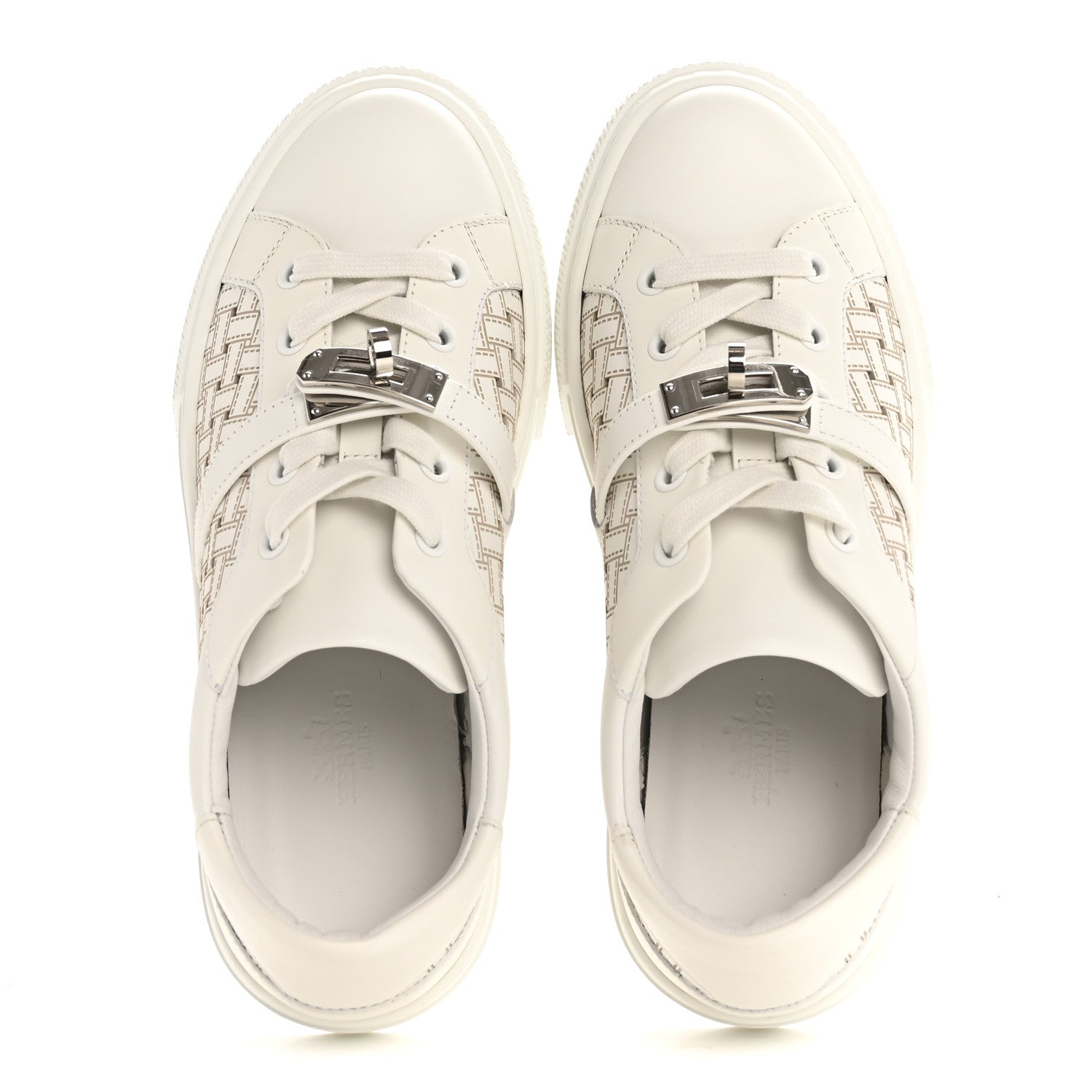 Hermes Calfskin Perforated Mosaic Day Sneakers 36 White 2 of 9