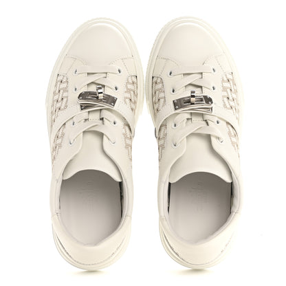 Hermes Calfskin Perforated Mosaic Day Sneakers 36 White 2 of 9
