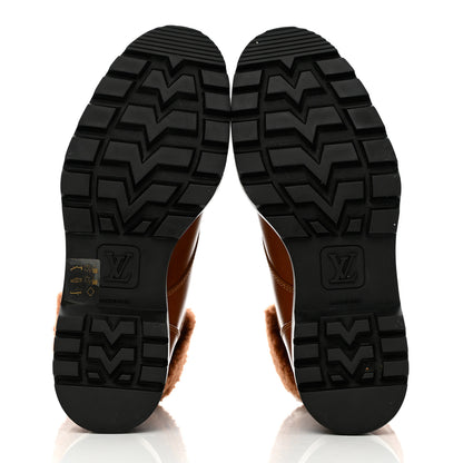 Louis Vuitton Calfskin Shearling Territory Ranger Combat Boots 37.5 Cognac 5 of 12