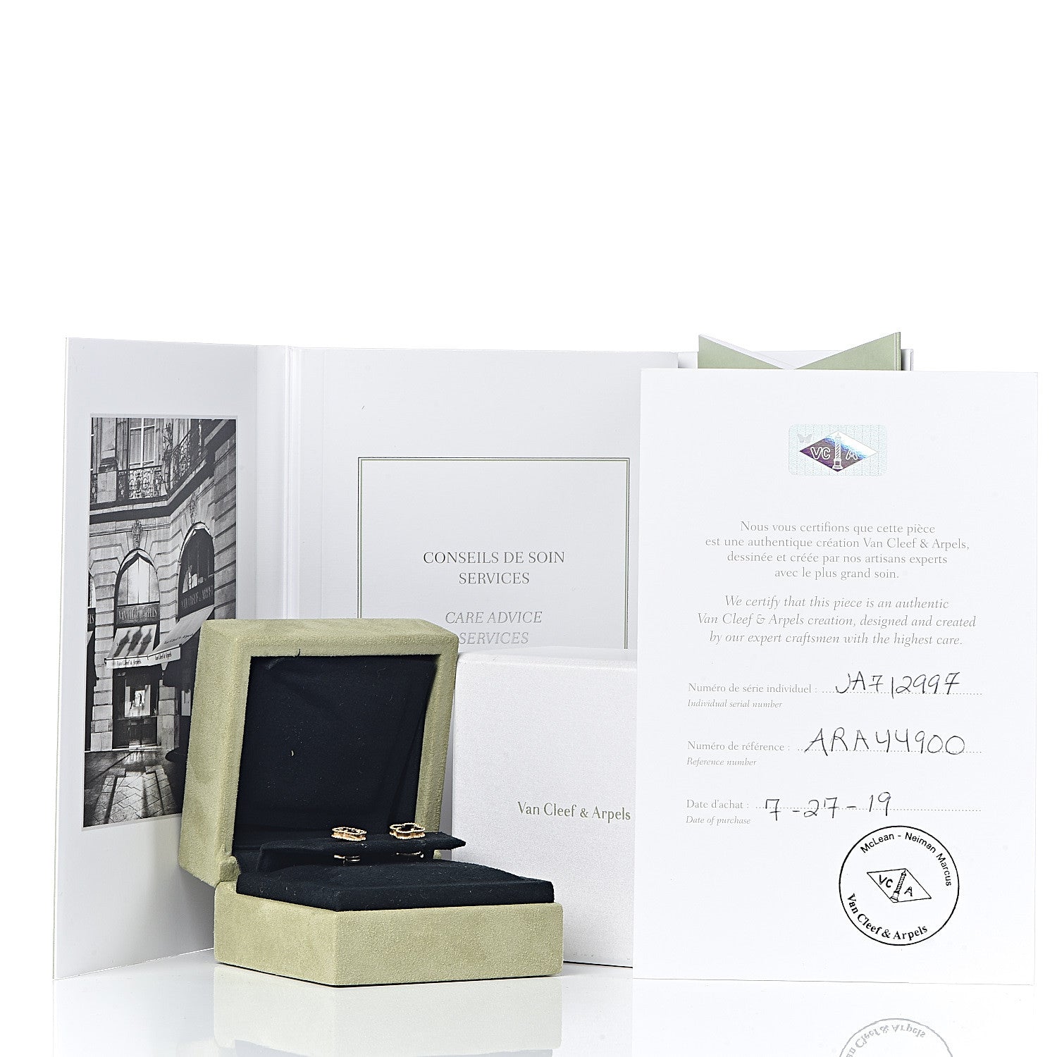 Van Cleef & Arpels 18K Yellow Gold Black Onyx Sweet Alhambra Earrings 5 of 5