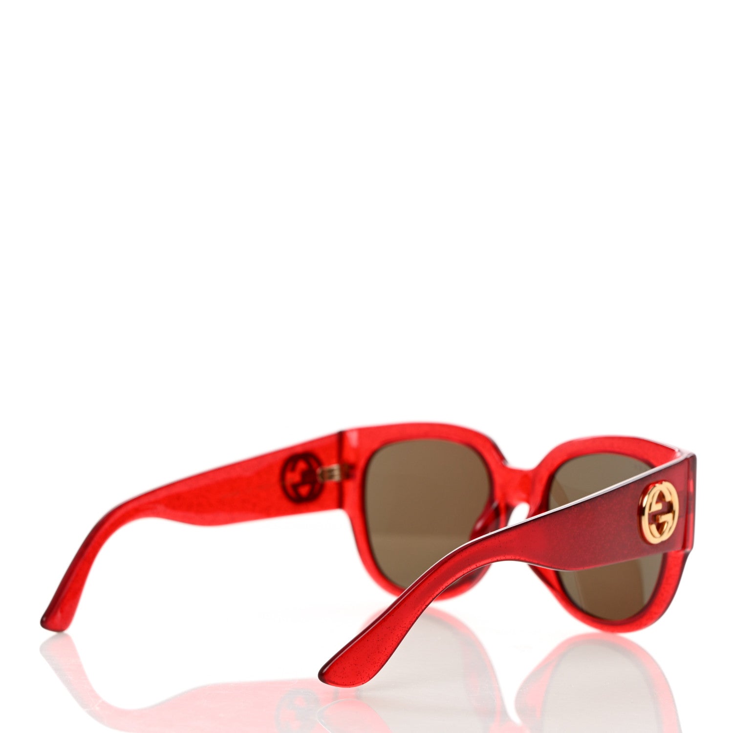 Gucci Acetate Glitter Round Frame Sunglasses GG0142SA Red 5 of 8
