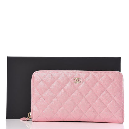 Chanel Iridescent Caviar Quilted Large Zip Around Organizer Wallet Pink 13 of 13