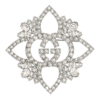 Gucci Metal Crystal GG Brooch Silver 1 of 3