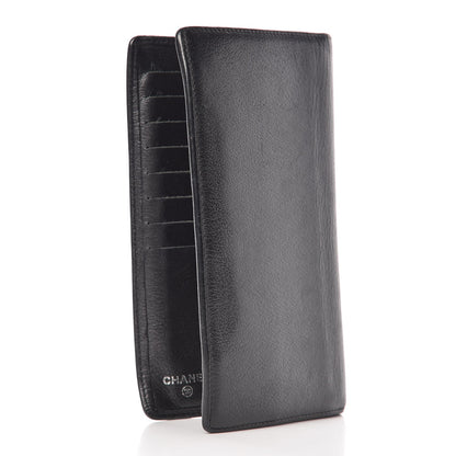 Chanel Goatskin Camellia Embossed Yen Wallet Black 3 of 13
