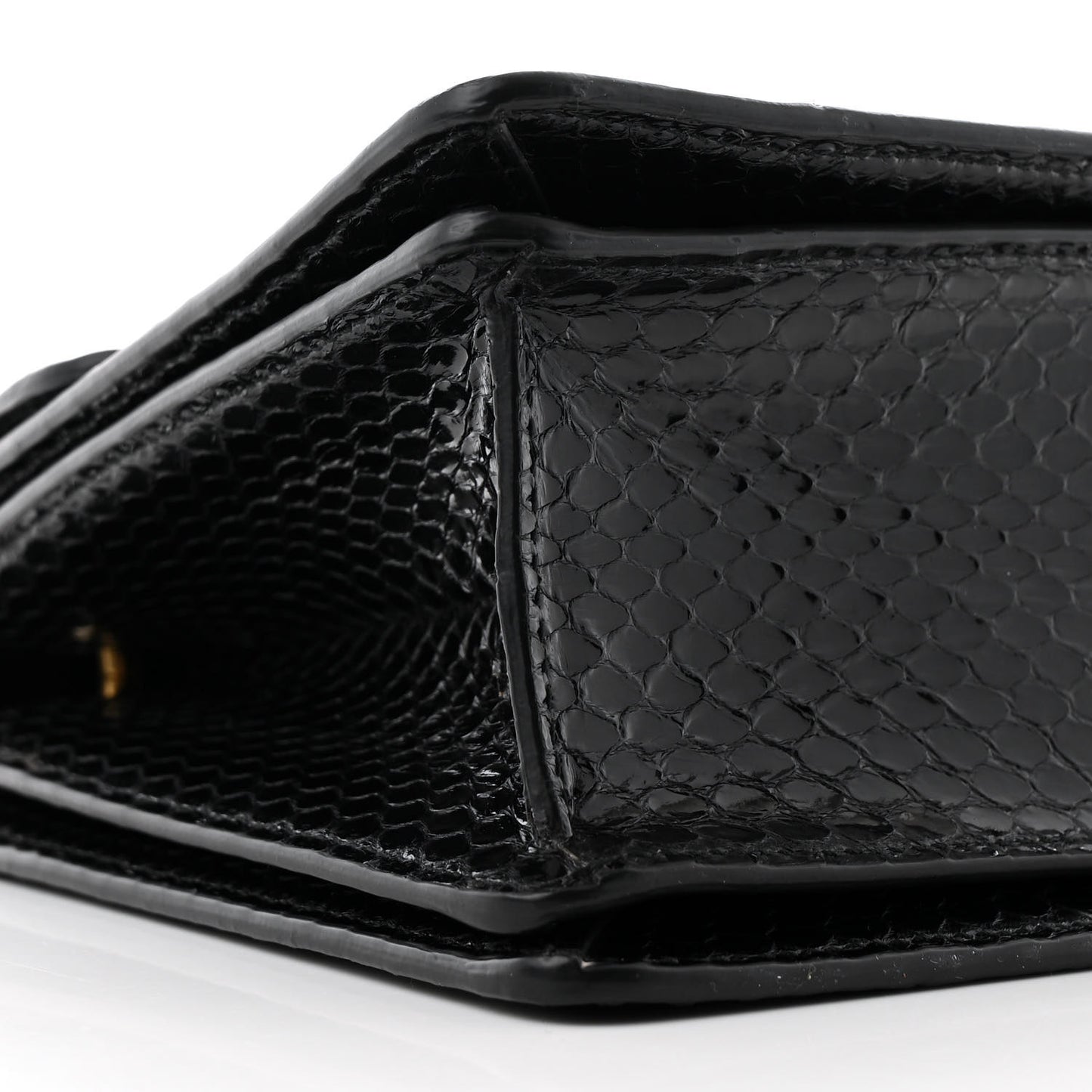 Snakeskin Sylvie Web Small Queen Margaret Top Handle Bag Black