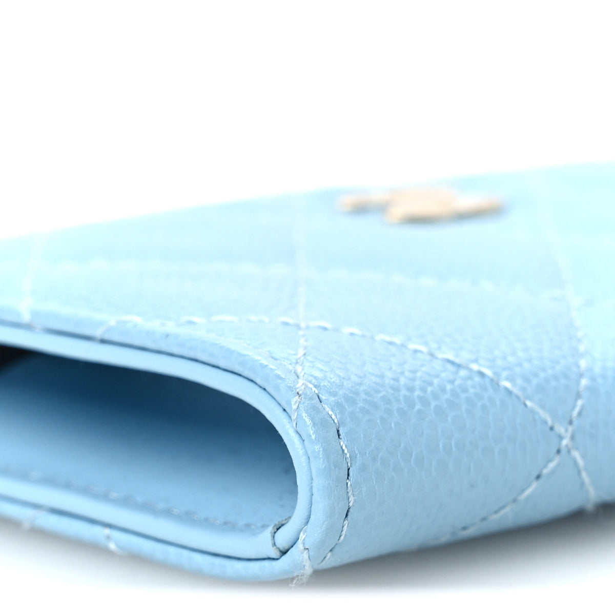Caviar Quilted Zipped Key Holder Case Light Blue