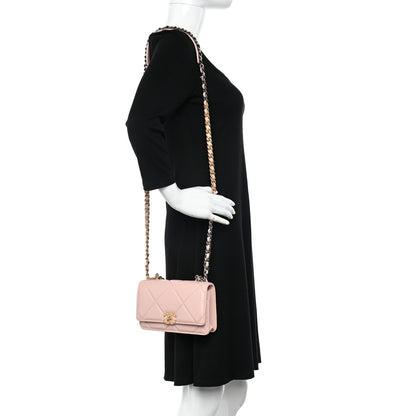 Chanel Lambskin Quilted Chanel 19 Wallet On Chain WOC Light Pink 2 of 11