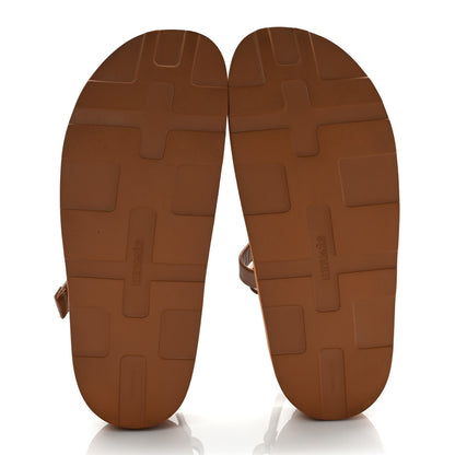 Hermes Calfskin Womens Enid Sandals 37 Gold 5 of 8