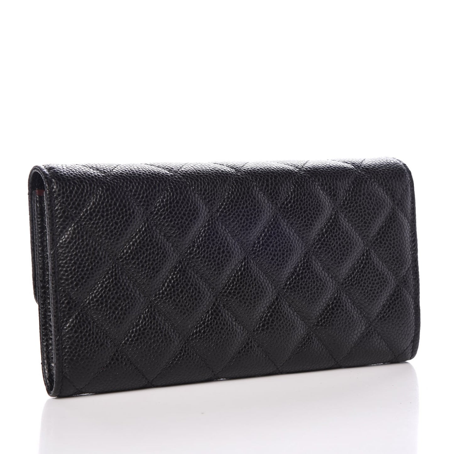 Caviar Quilted Large Flap Wallet Black